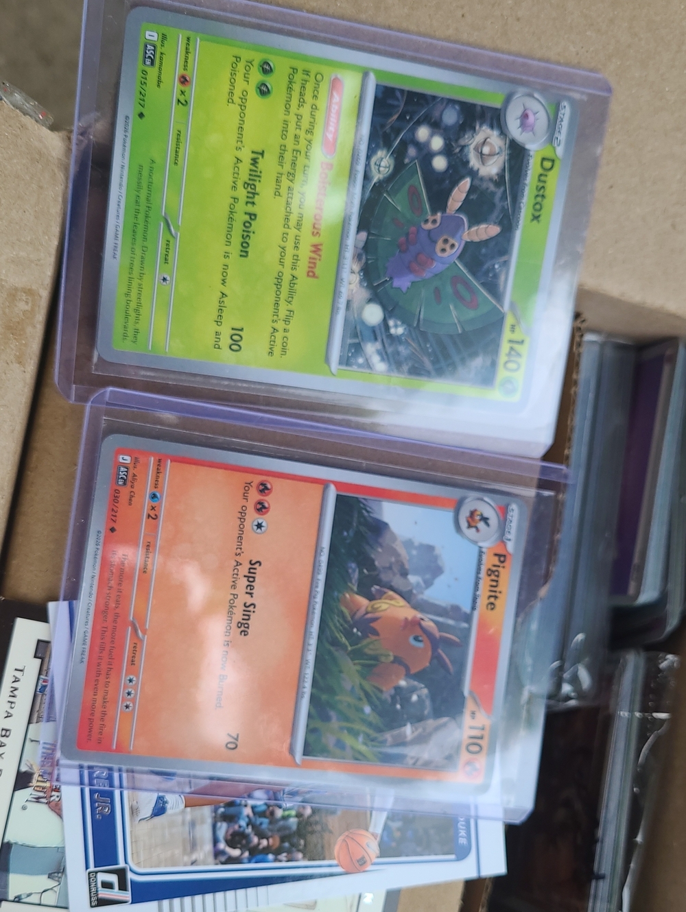 Pokeman Dustox & Pignite Trading Cards - Green and Orange -